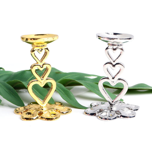 1pc metal three heart crystal ball pedestal egg stand base