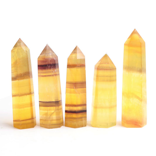 Yellow Fluorite Tower Natural Crystal Point