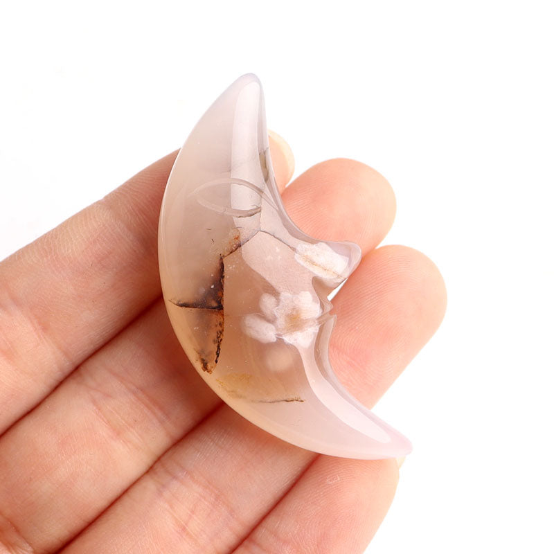 small cherry blossom agate face moon carving