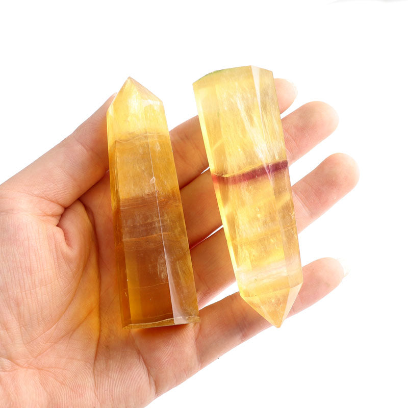 Yellow Fluorite Tower Natural Crystal Point