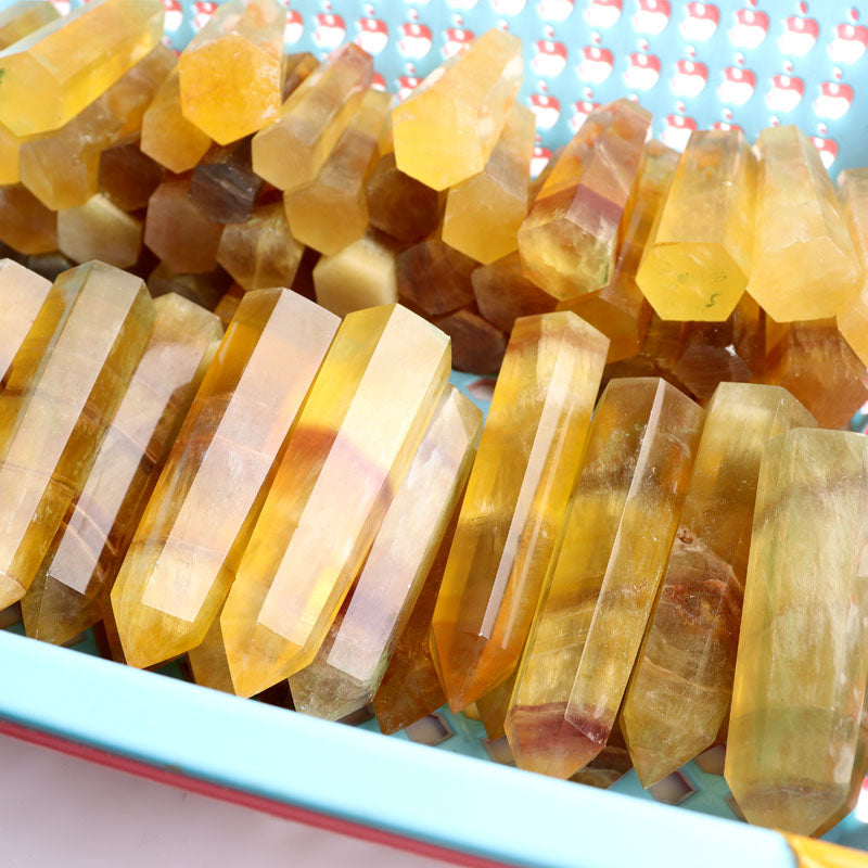 Yellow Fluorite Tower Natural Crystal Point