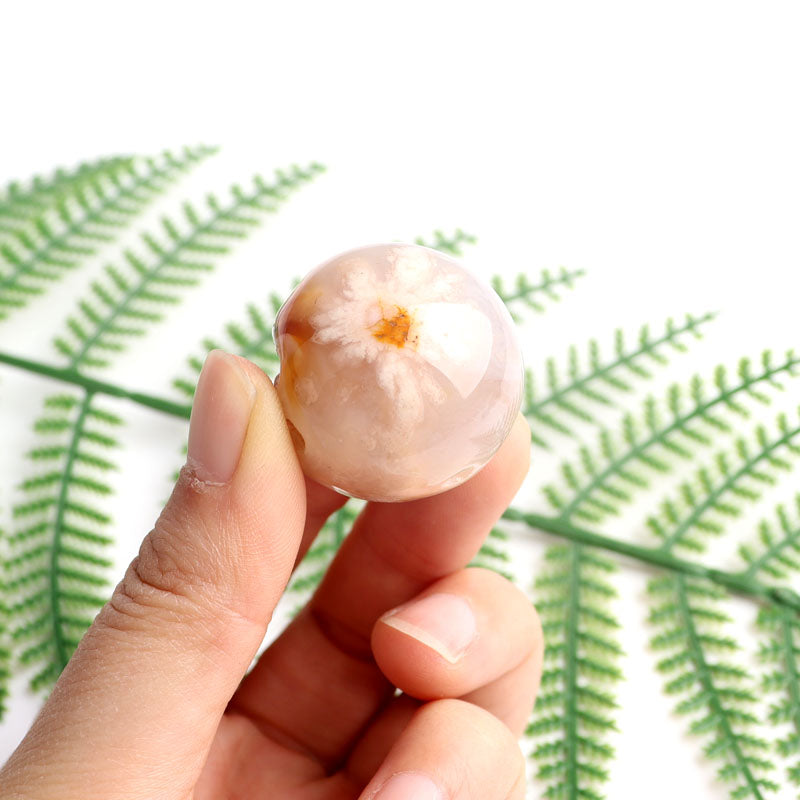 small cherry blossom agate crystal sphere