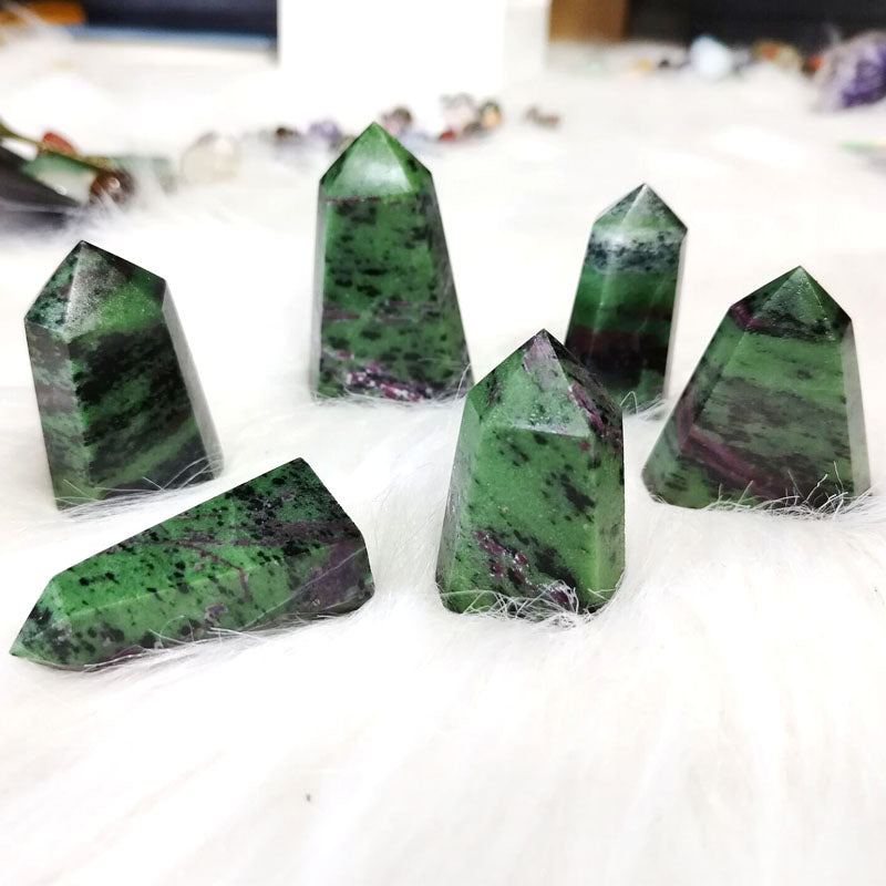 Small Epidote Wand Ruby Zoisite Tower