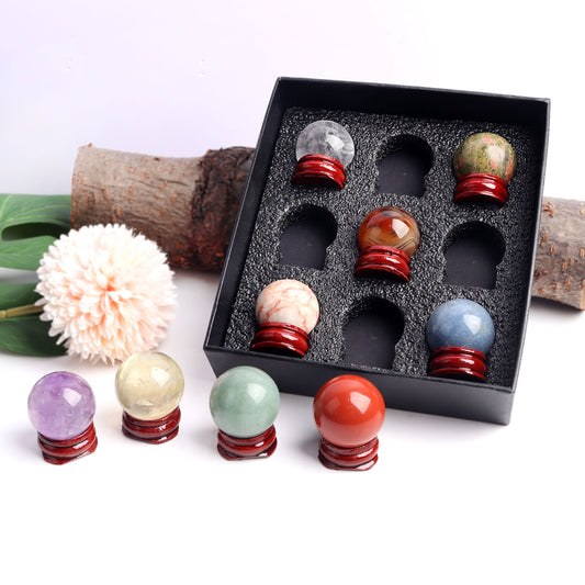 9pcs Mixed Crystal Balls in Gift box