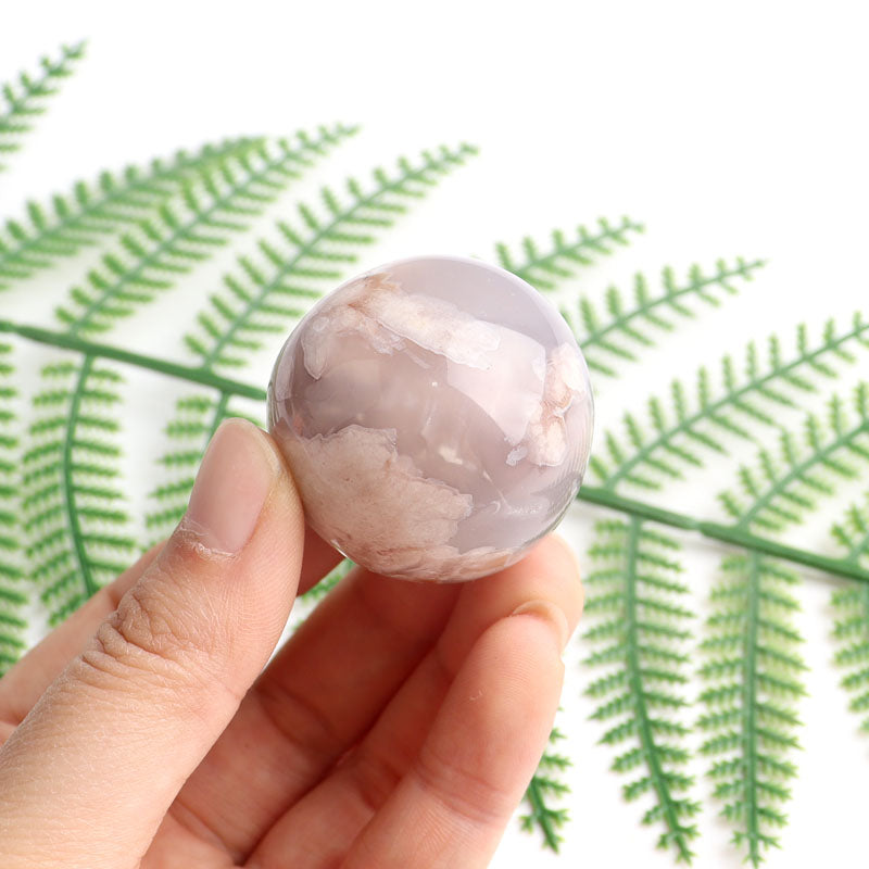 small cherry blossom agate crystal sphere