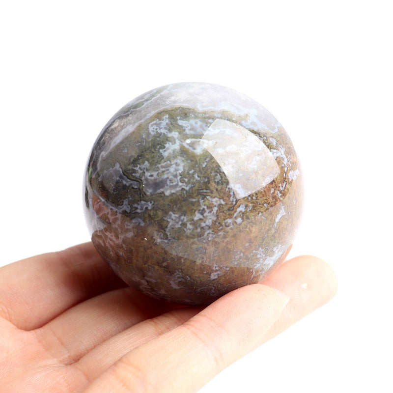 moss agate ball sphere,green aquatic plant agate