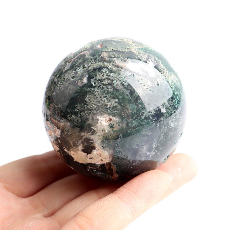 moss agate ball sphere,green aquatic plant agate