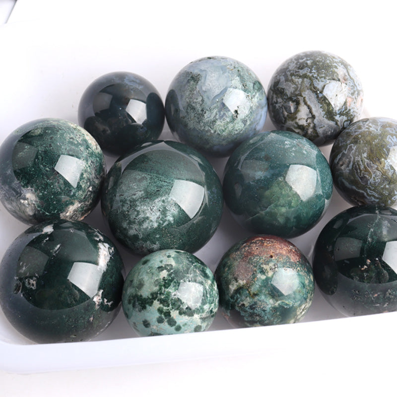 moss agate ball sphere,green aquatic plant agate