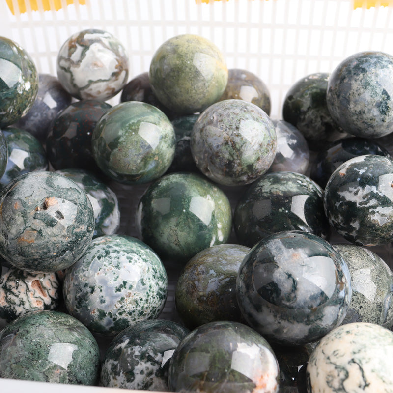 moss agate ball sphere,green aquatic plant agate
