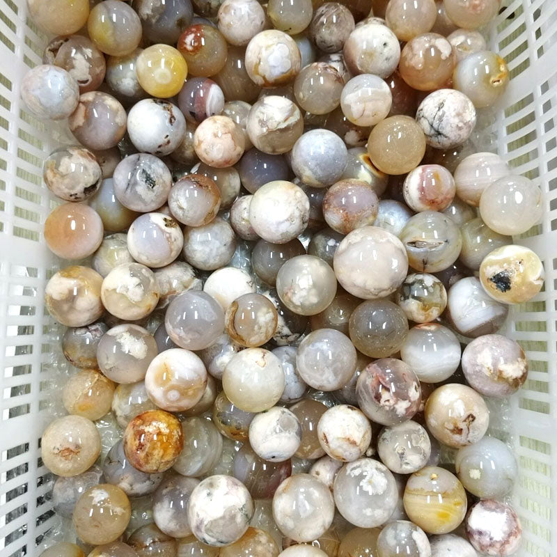 small cherry blossom agate crystal sphere