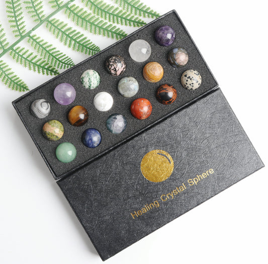 18pcs/set Natural Mixed 20mm Crystal Ball in Gift Box