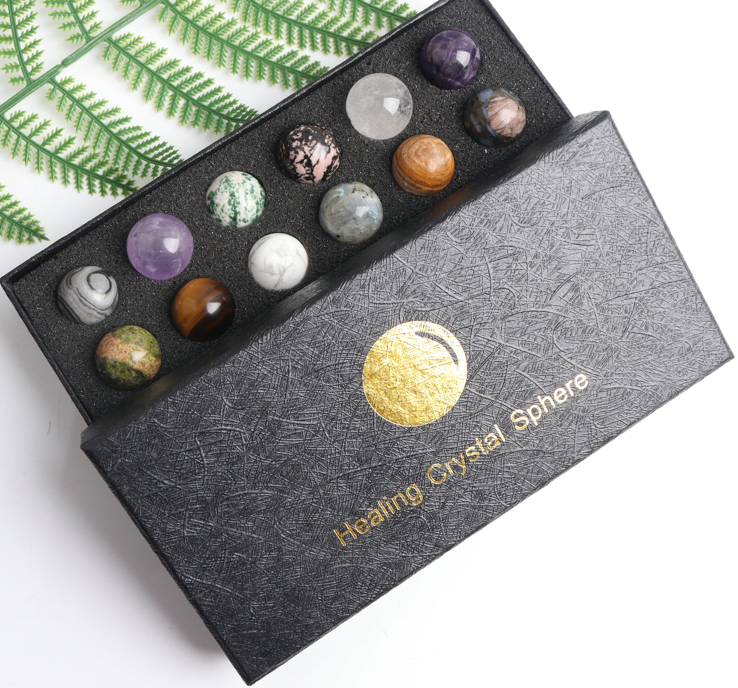 18pcs/set Natural Mixed 20mm Crystal Ball in Gift Box