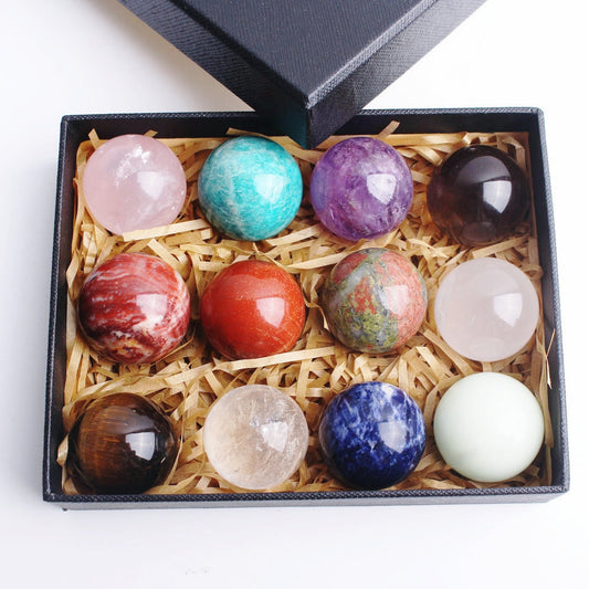 12pcs Mixed Natural Crystal Spheres