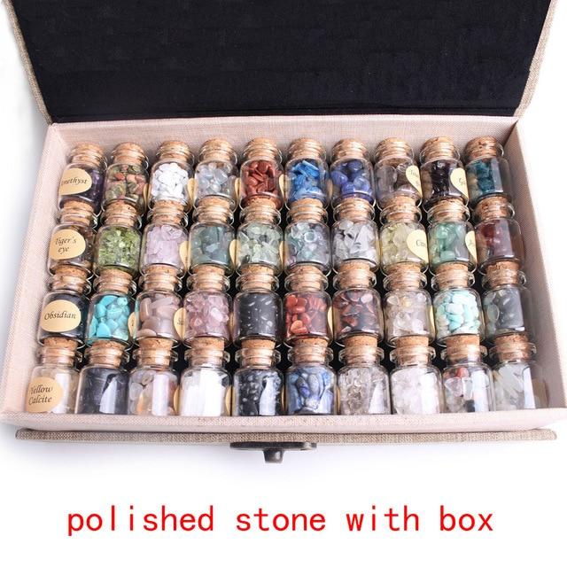 40Pcs Natural Crystal Rockstone Gravel Wishing Bottles Rough Minerals Specimen Mini stone Reiki Healing Gift With a Box
