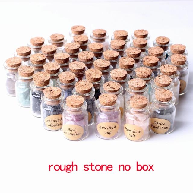 40Pcs Natural Crystal Rockstone Gravel Wishing Bottles Rough Minerals Specimen Mini stone Reiki Healing Gift With a Box