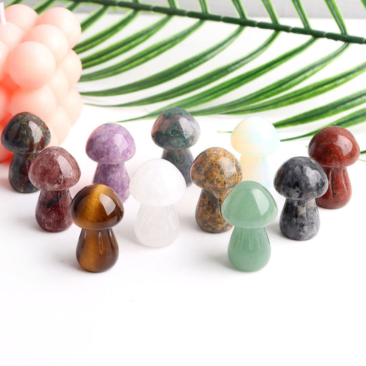 10pcs Crystal Mushroom Natural Stone Hand Carved Sculpture